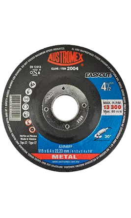 Disco para desbaste con centro deprimido